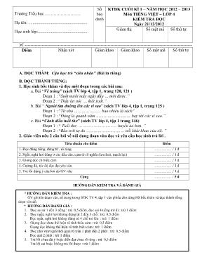 Bộ đề kiểm tra định kỳ cuối học kỳ I Lớp 4 - Năm học 2012-2013